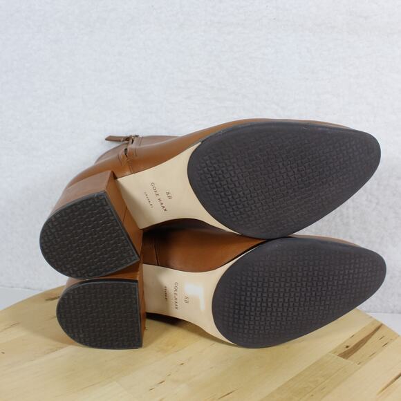 Cole Haan Ankle Boots Womens 8 Brown Leather Grand Zip Booties Comfort Shoe - Picture 4 of 10